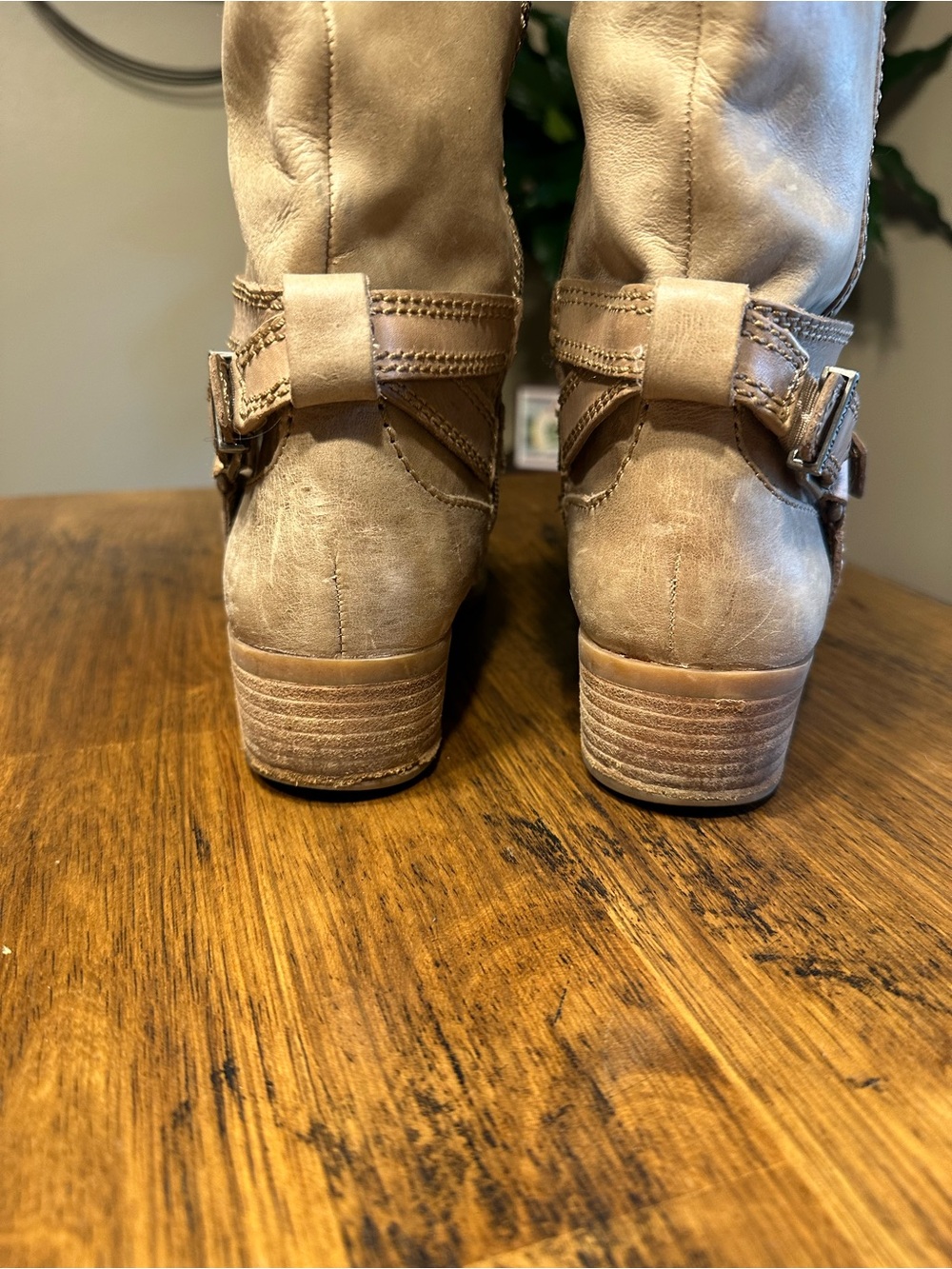 Tall Taupe Gianni Bini Leather Riding Boots - Picture 7 of 12